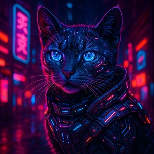 Cyberpunk kitty generating